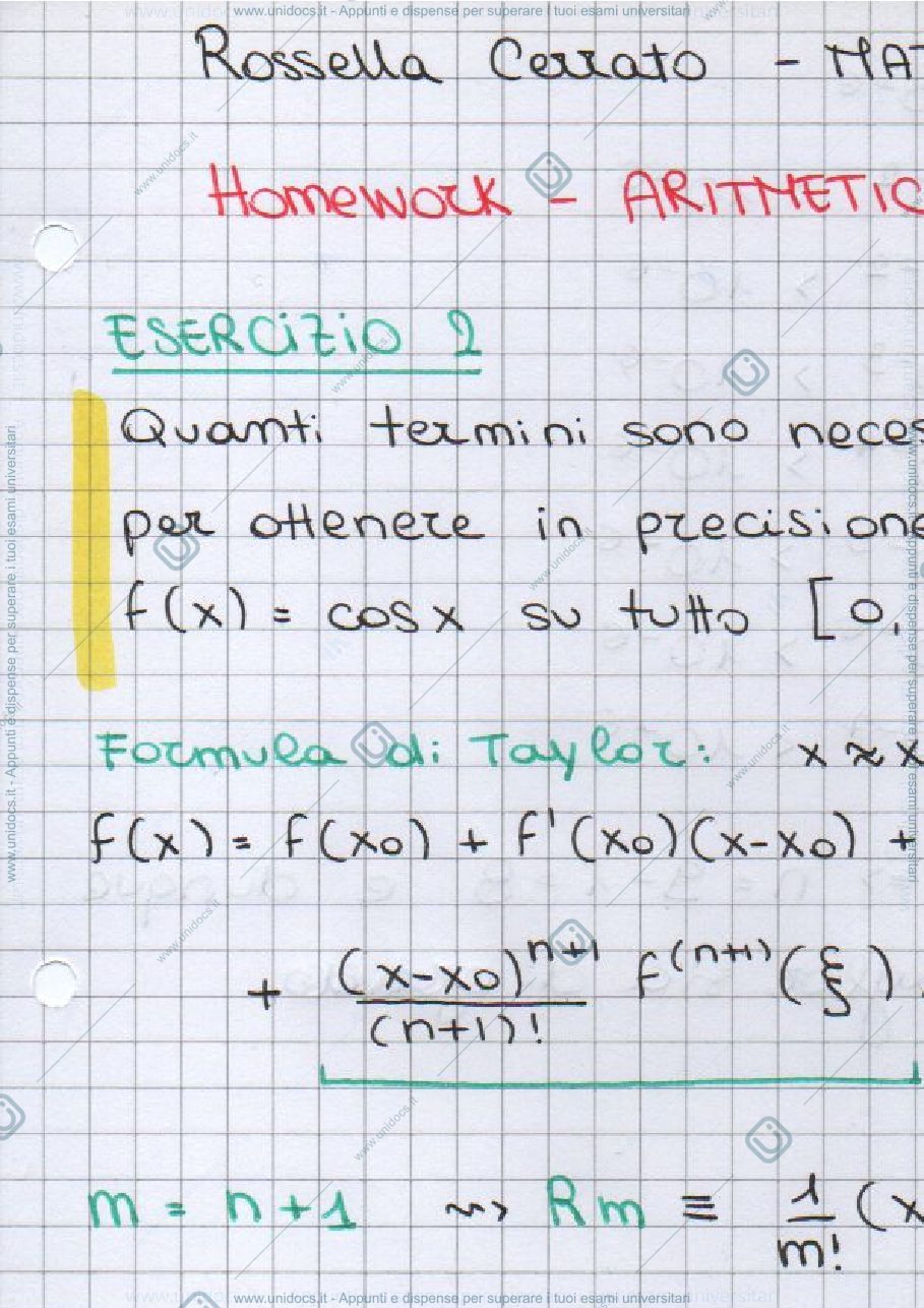 Anteprima pagina 1 — Compiti - Aritmetica di Macchina