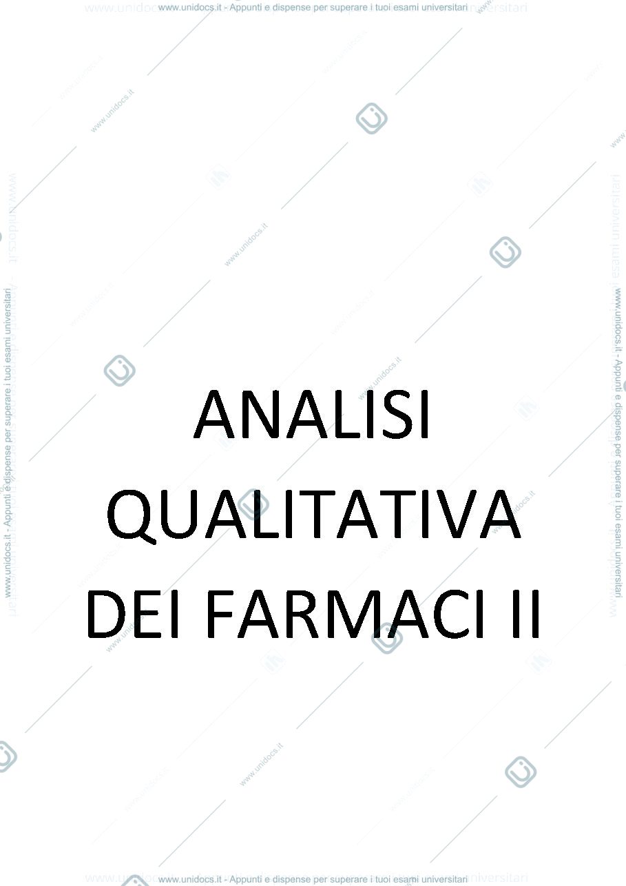 Anteprima pagina 1 — Analisi Qualitativa dei Farmaci II