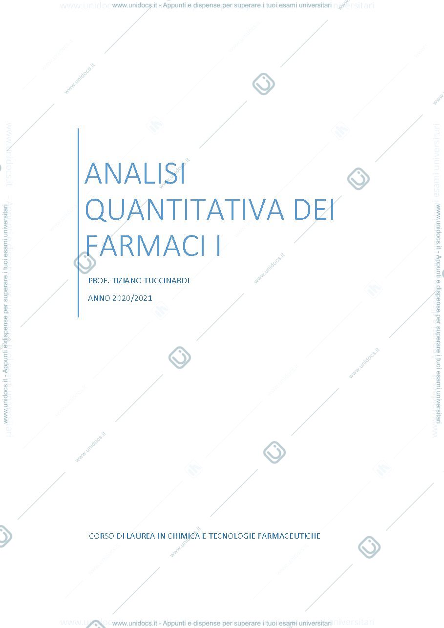 Anteprima pagina 1 — Analisi quantitativa dei farmaci I