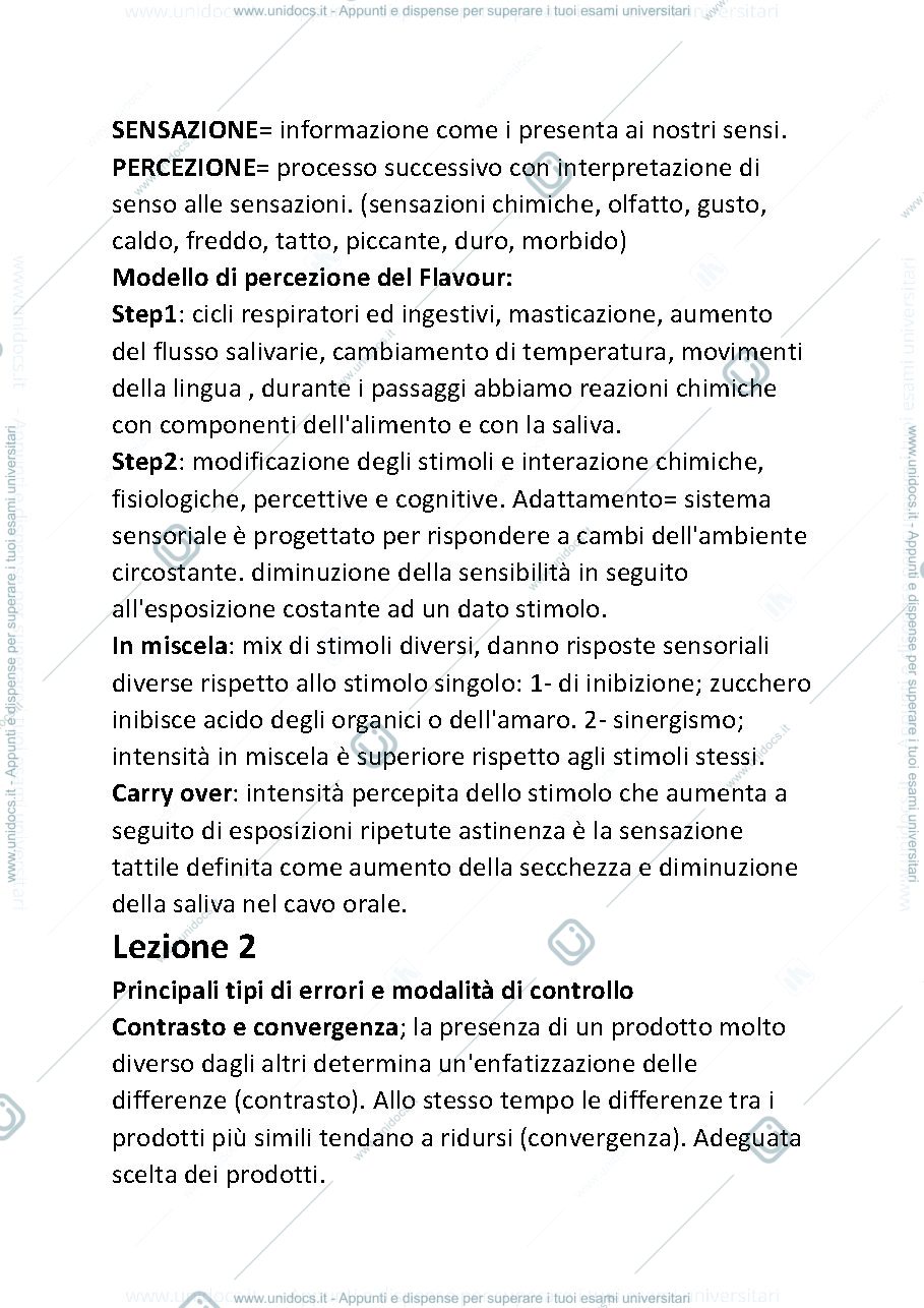 Anteprima pagina 2 — riassunti analisi sensoriale 