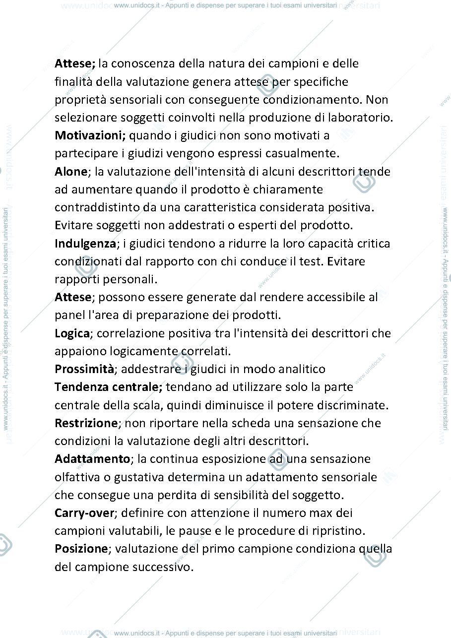 Anteprima pagina 3 — riassunti analisi sensoriale 