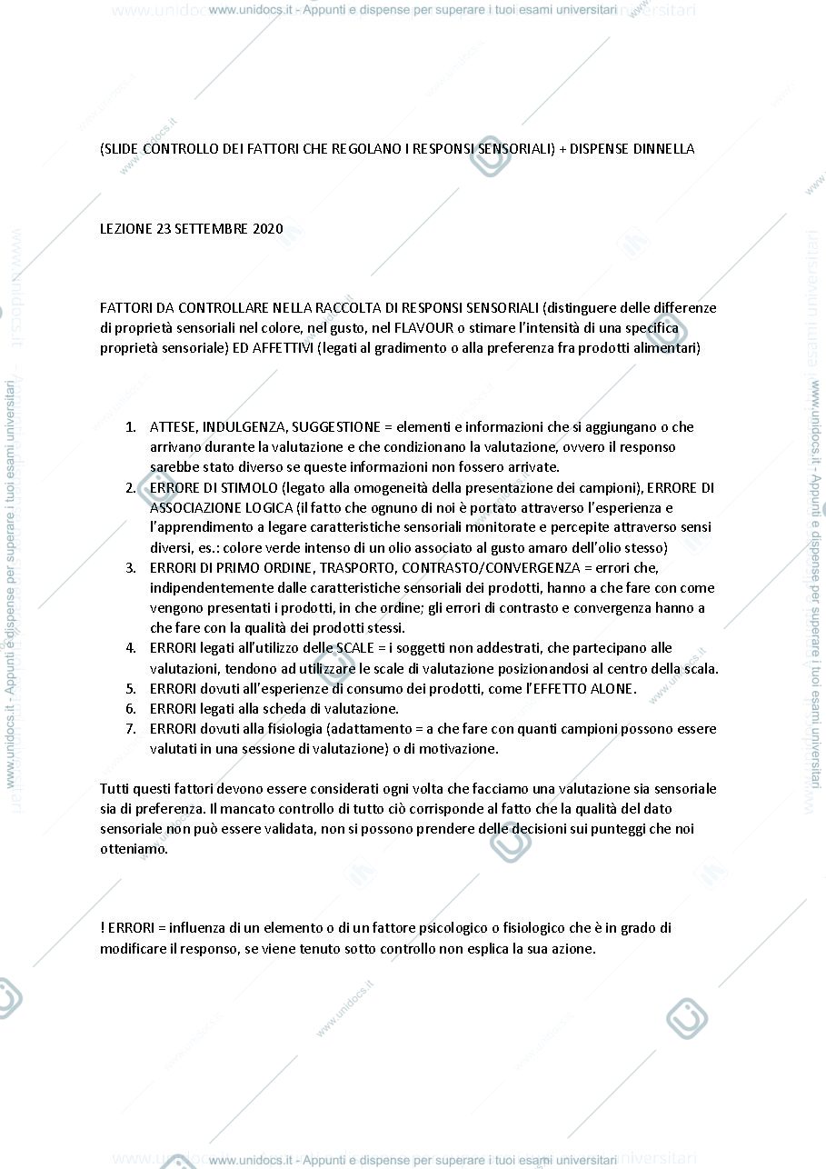 Anteprima pagina 4 — APPUNTI ANALISI SENSORIALE DEGLI ALIMENTI 