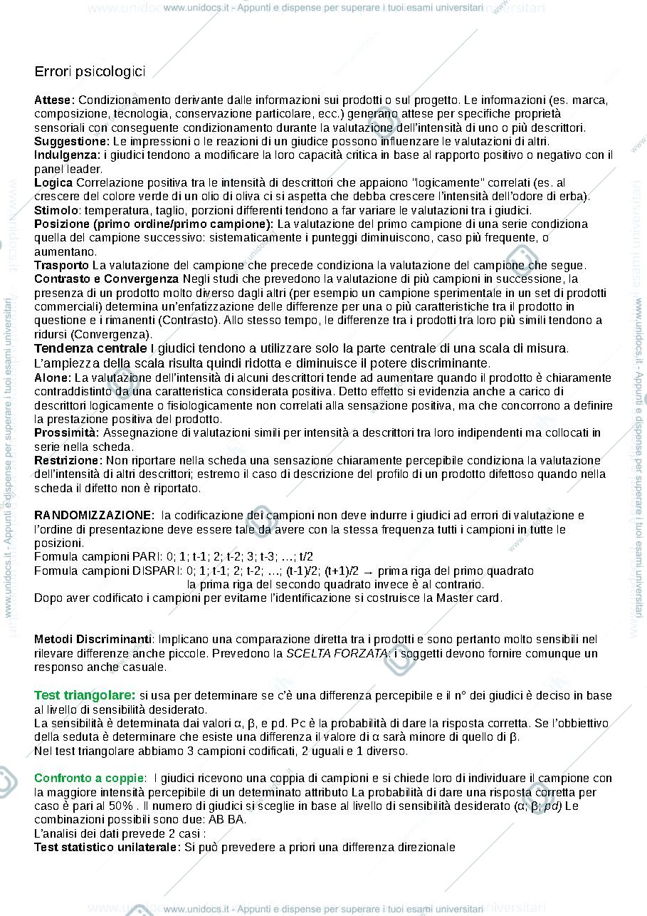 Anteprima pagina 2 — analisi sensoriale degli alimenti