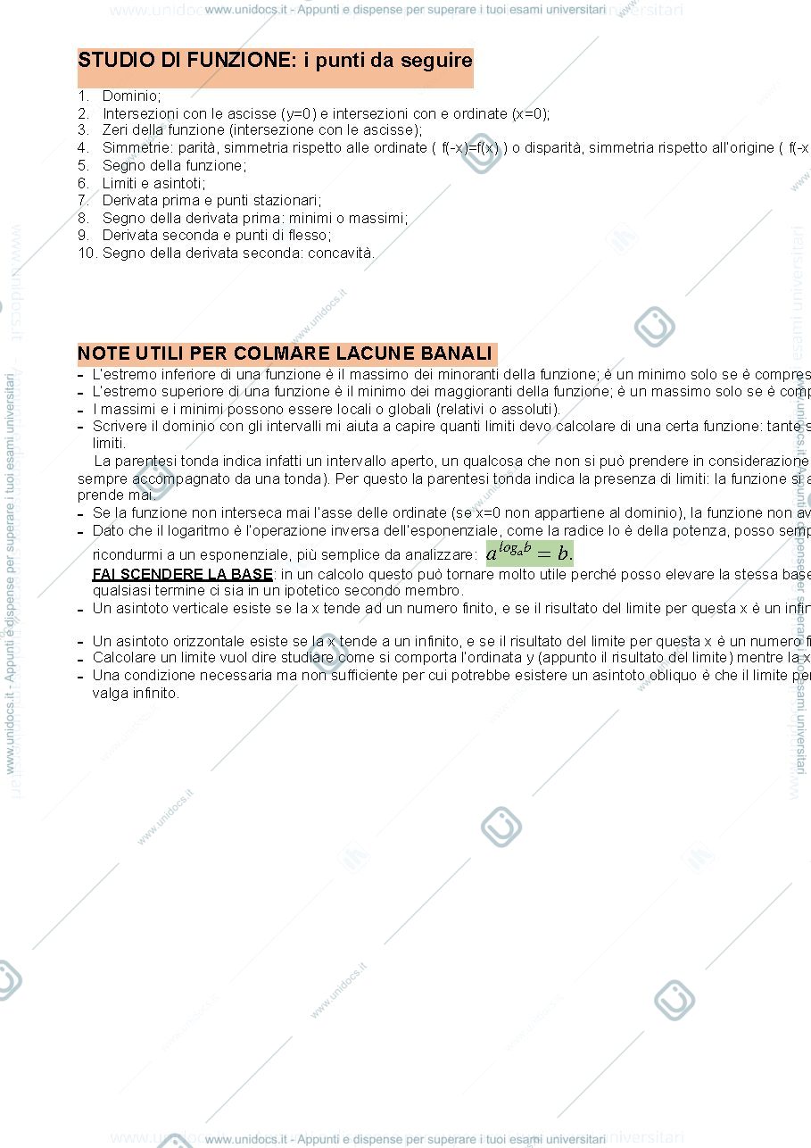 Anteprima pagina 1 — Brevi note relative allo studio di funzione