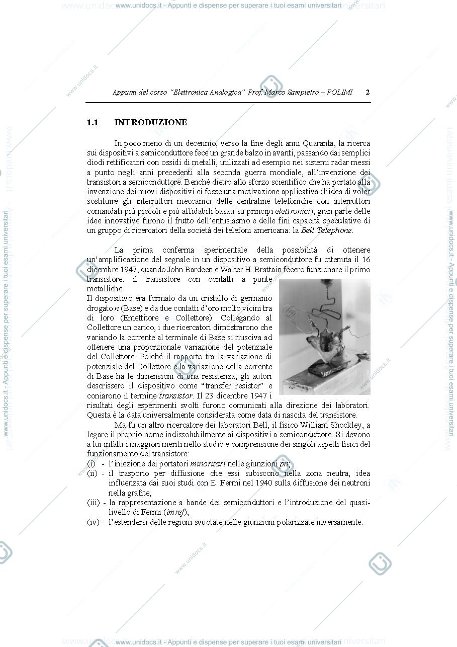 Anteprima pagina 2 — Principi di funzionamento dei transistori Bjt e Mosfet