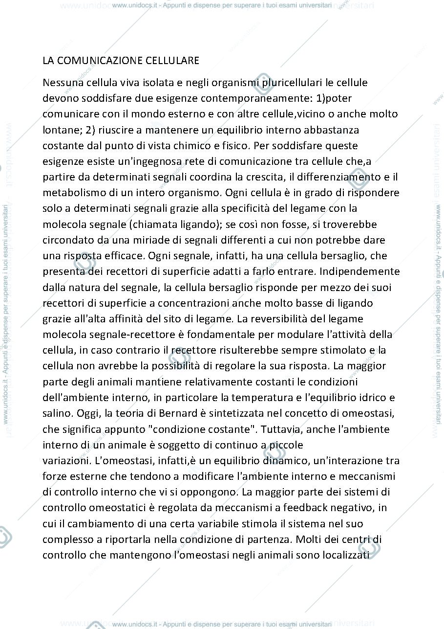 Anteprima pagina 1 — La comunicazione cellulare 
