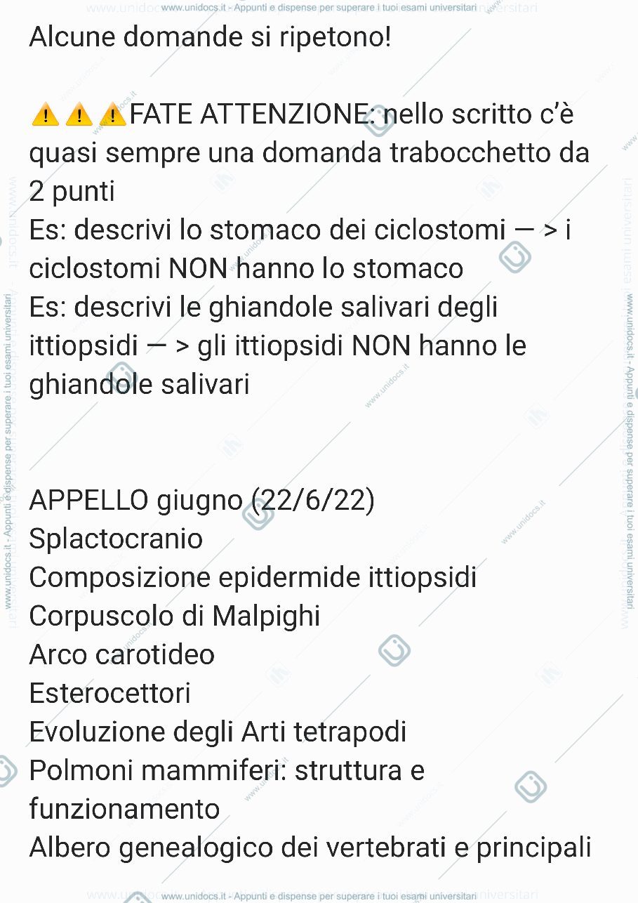 Anteprima pagina 1 — Domande anatomia comparata