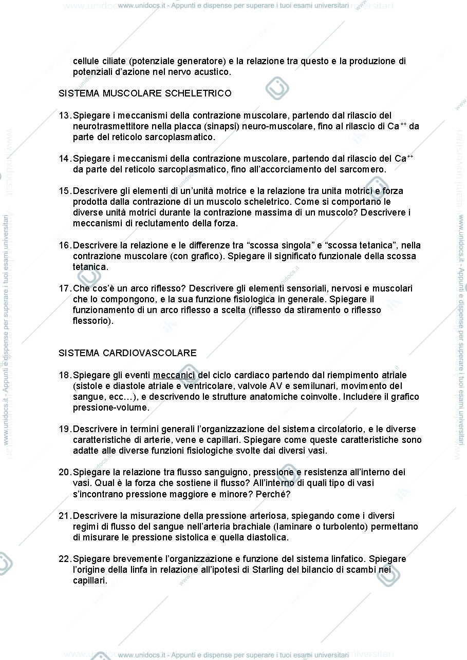 Anteprima pagina 2 — DOMANDE ESAME ORALE FISIOLOGIA DOCENTE BODEGA