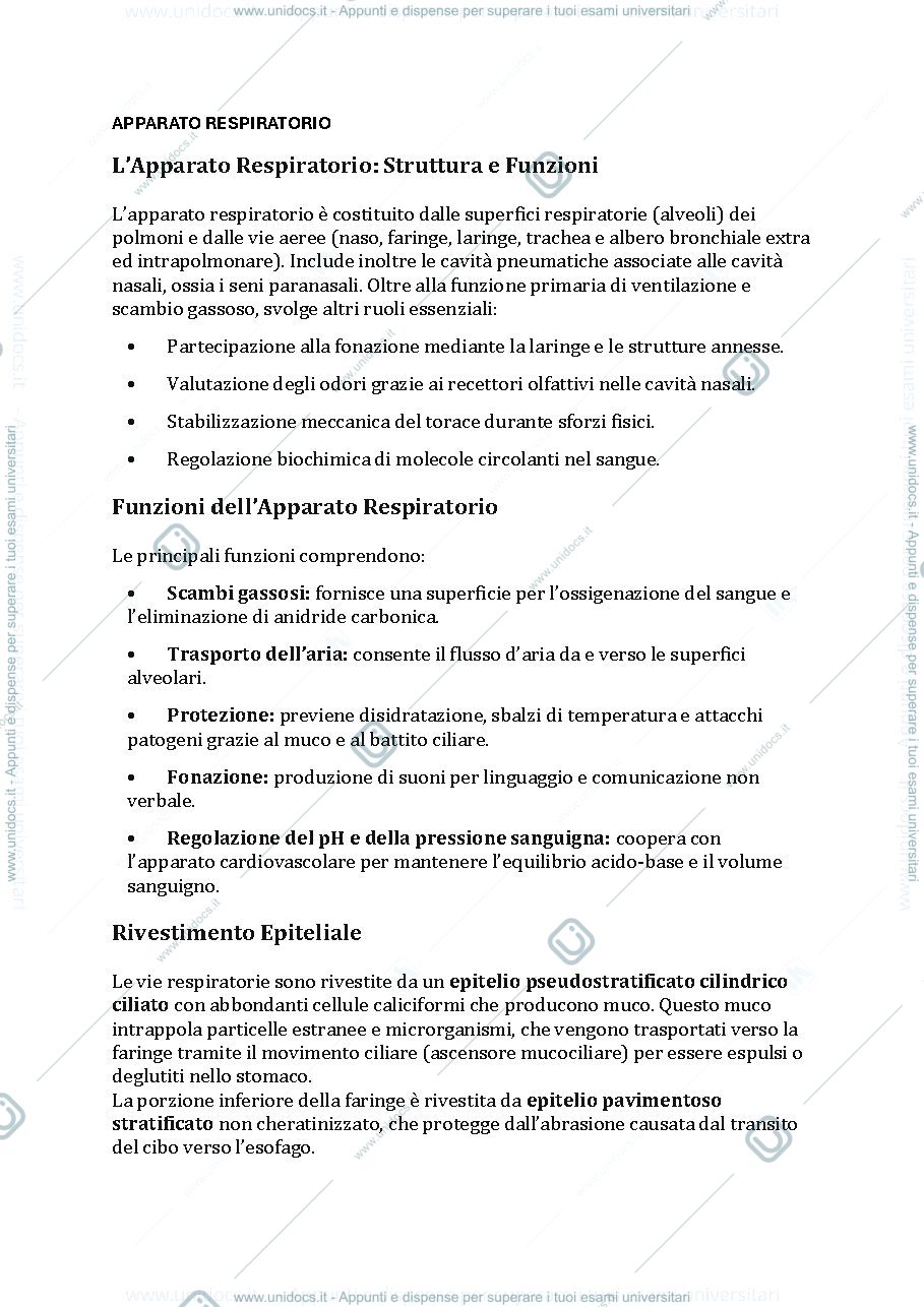 Anteprima pagina 1 — Apparato respiratorio 