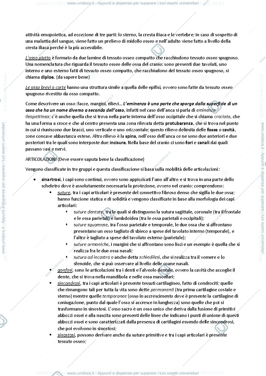 Anteprima pagina 4 — sbobine delle lezioni sull'apparato locomotore