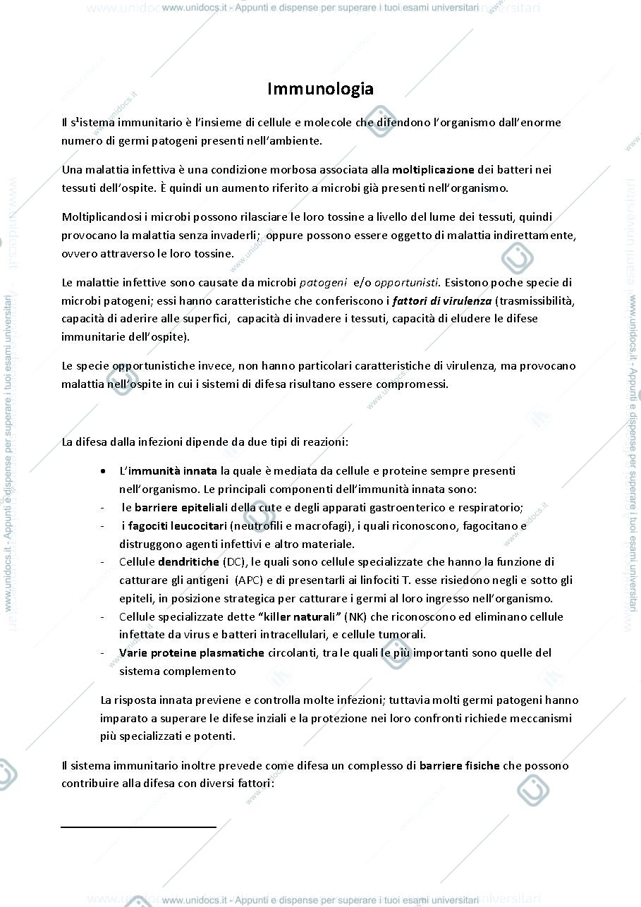 Anteprima pagina 1 — Immunologia