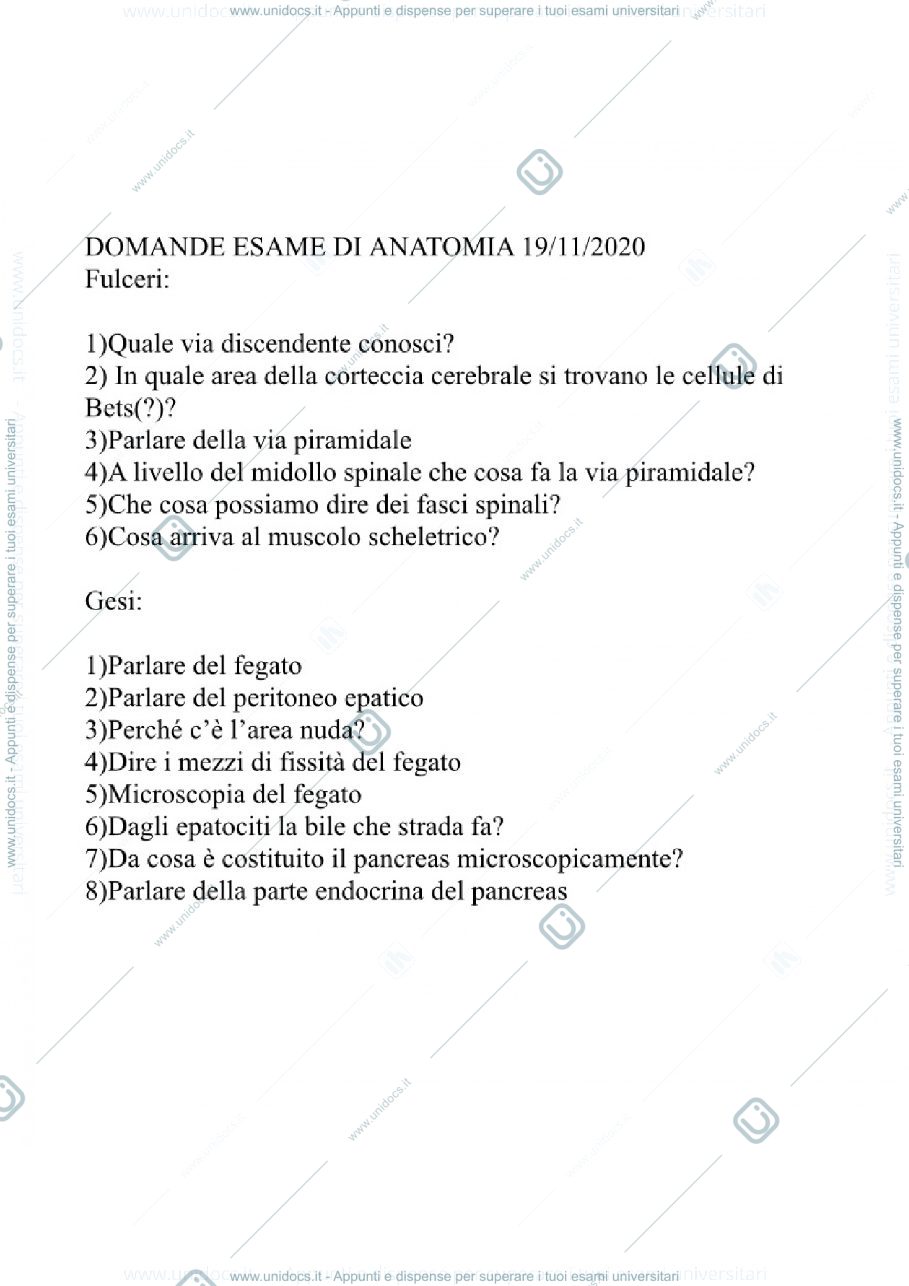 Anteprima pagina 1 — Esame anatomia Fulceri e Gesi 