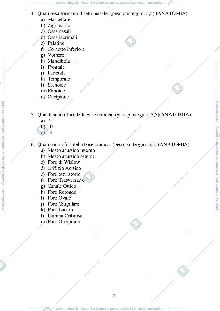 Anteprima pagina 2 — Quiz anatomia esame