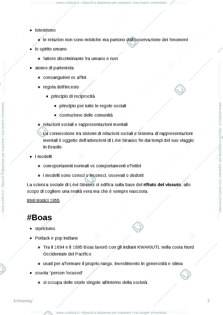 Anteprima pagina 2 — RIassunto principali a antropologi trattati nel corso