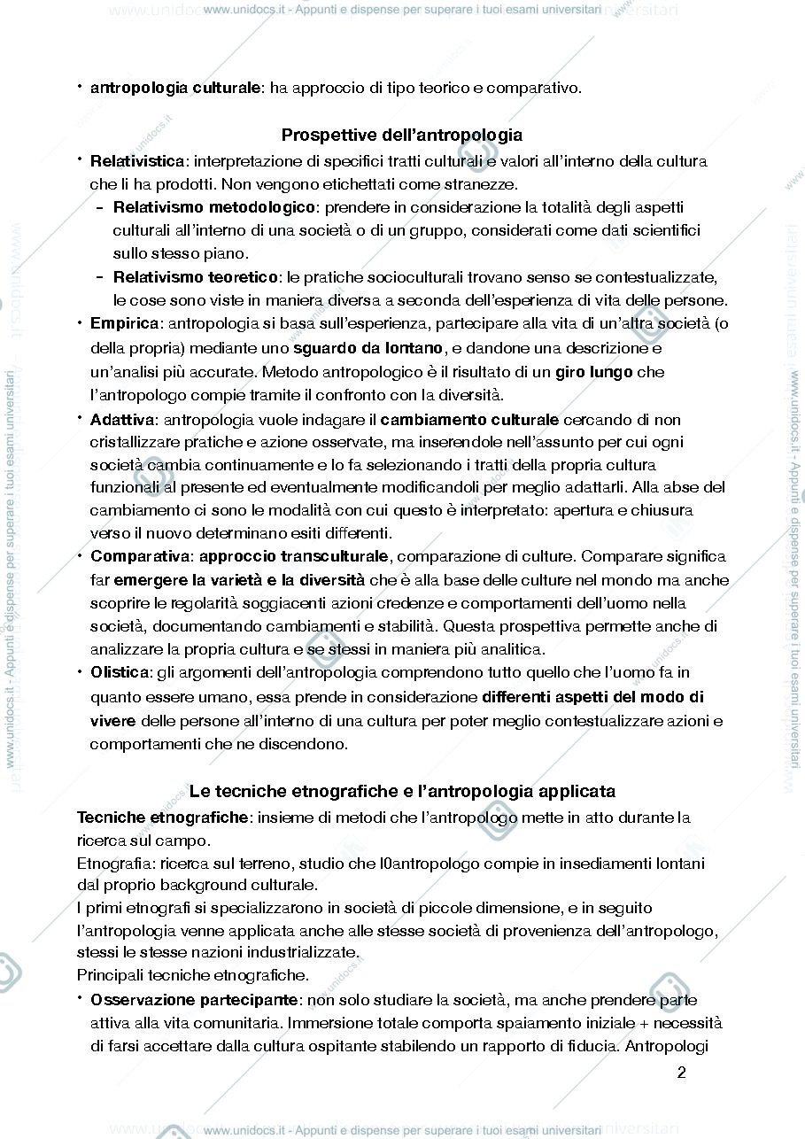 Anteprima pagina 2 — Antropologia online riassunto corso