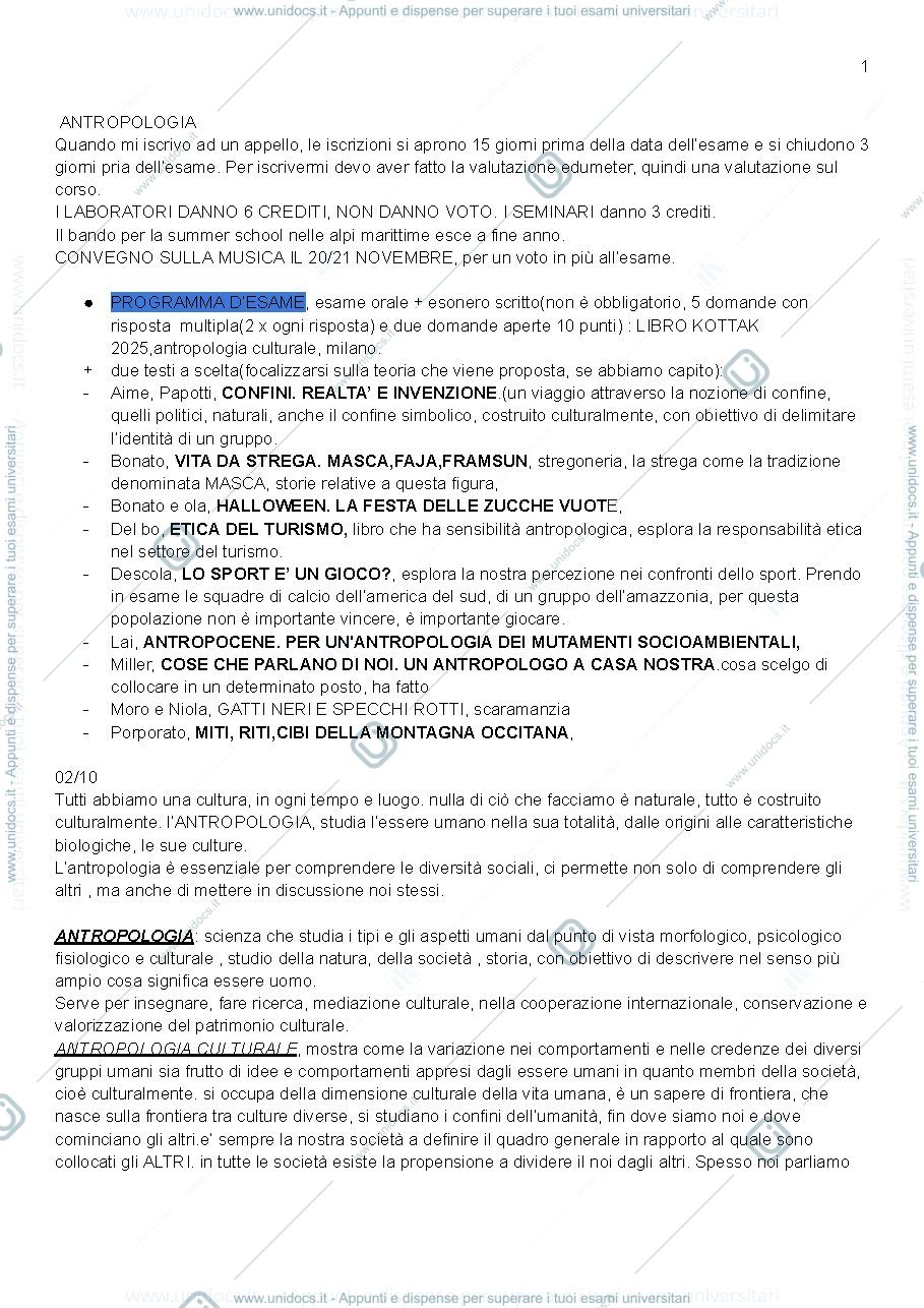 Anteprima pagina 1 — APPUNTI