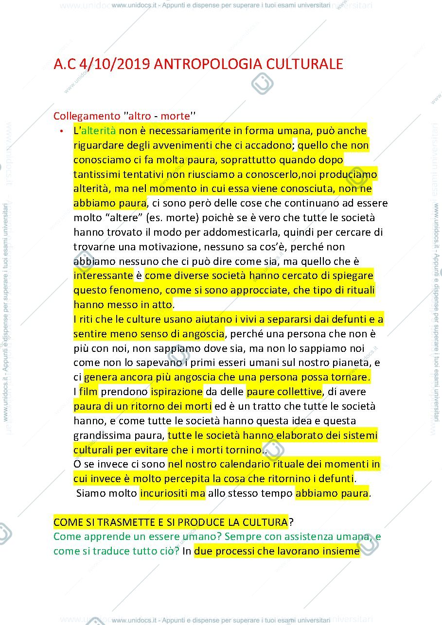 Anteprima pagina 1 — 1 LEZIONE ANTROPOLOGIA
