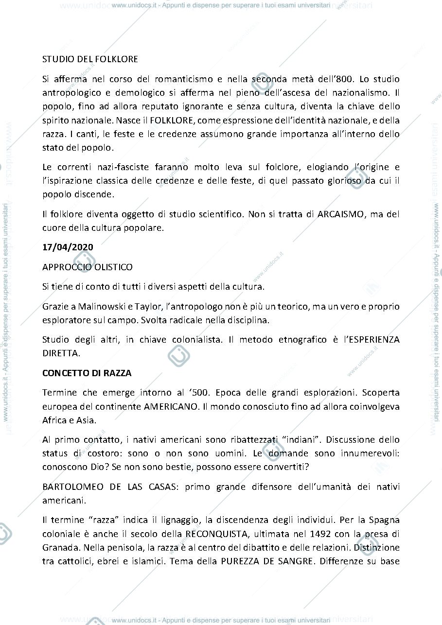 Anteprima pagina 3 — Appunti del corso di antropologia culturale