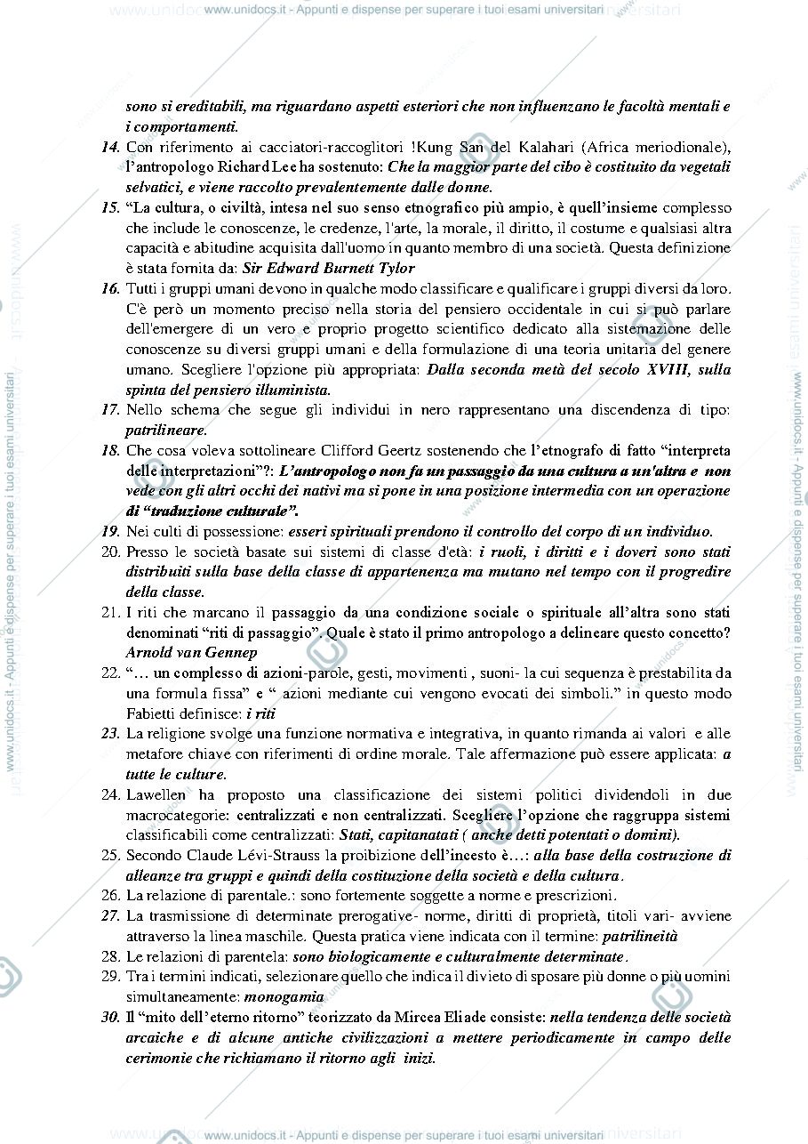 Anteprima pagina 2 — domande di antropologia culturale