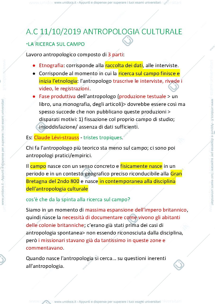 Anteprima pagina 1 — 3 lezione di antropologia culturale