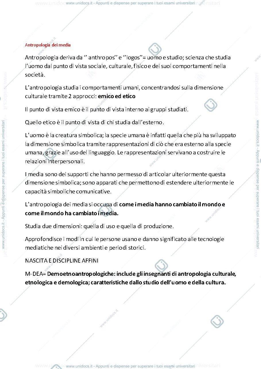 Anteprima pagina 1 — antropologia appunti