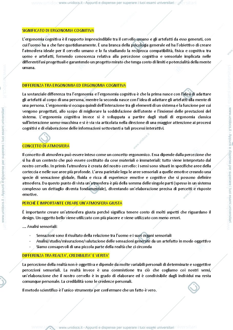 Anteprima pagina 1 — Domande esame ergonomia cognitiva