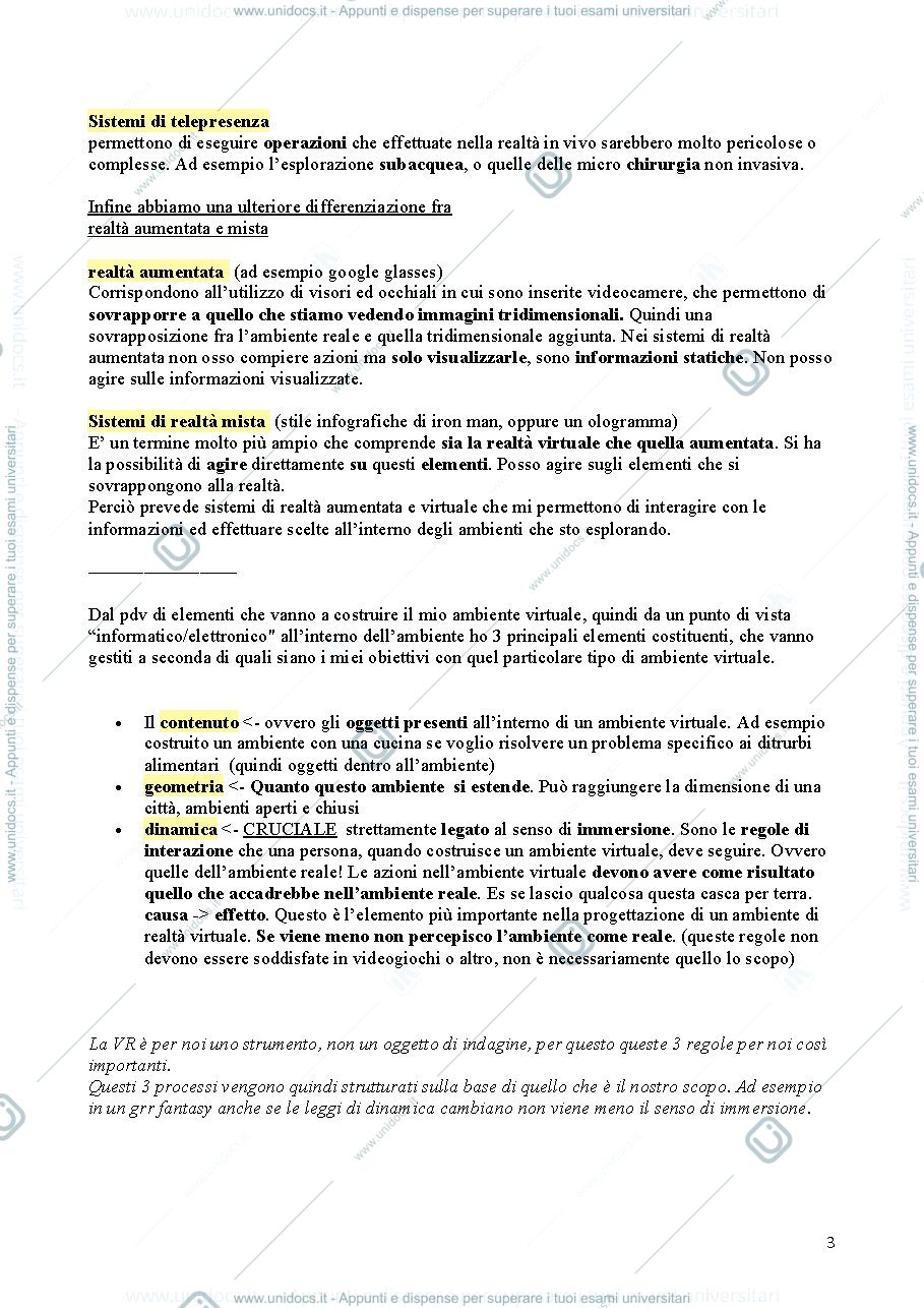 Anteprima pagina 3 — Appunti esame Applicazioni realtà virtuale 2020