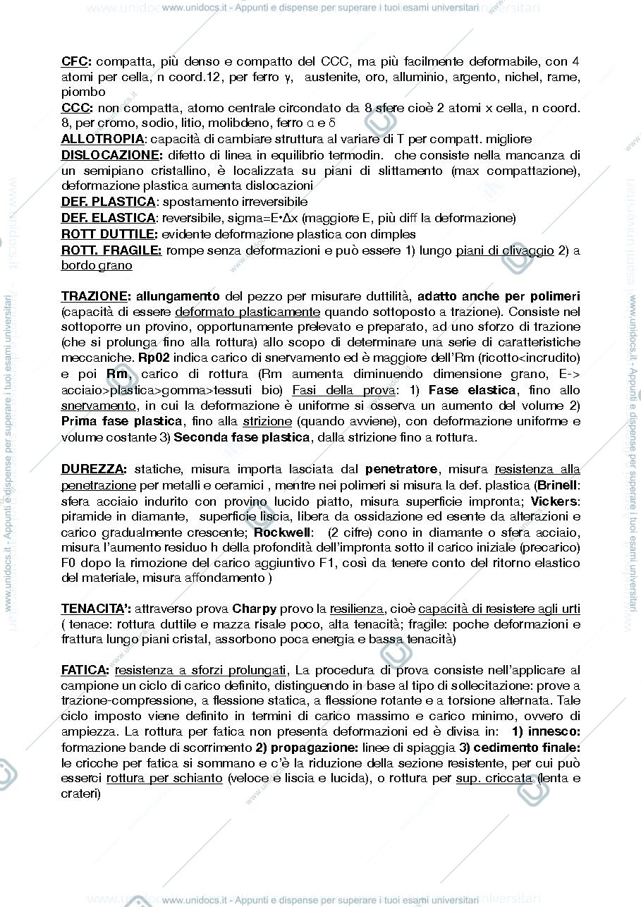 Anteprima pagina 1 — riassunti metallurgia