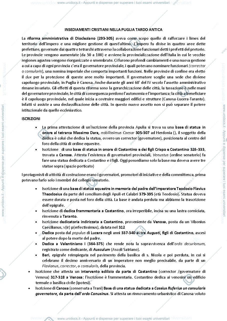 Anteprima pagina 1 — Insediamenti cristiani nella puglia tardo antica 