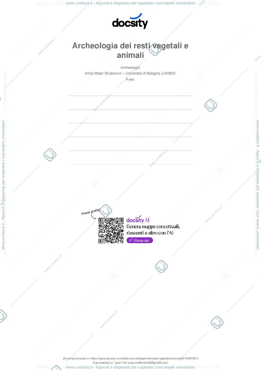 Anteprima pagina 1 — Archeologia dei resti vegetali e animali 