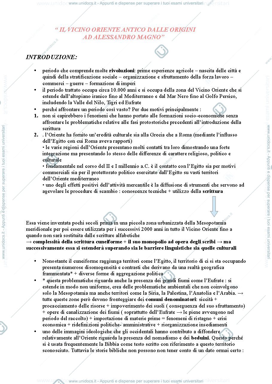 Anteprima pagina 1 — Il vicino oriente antico - dalle origini ad Alessandro Magno