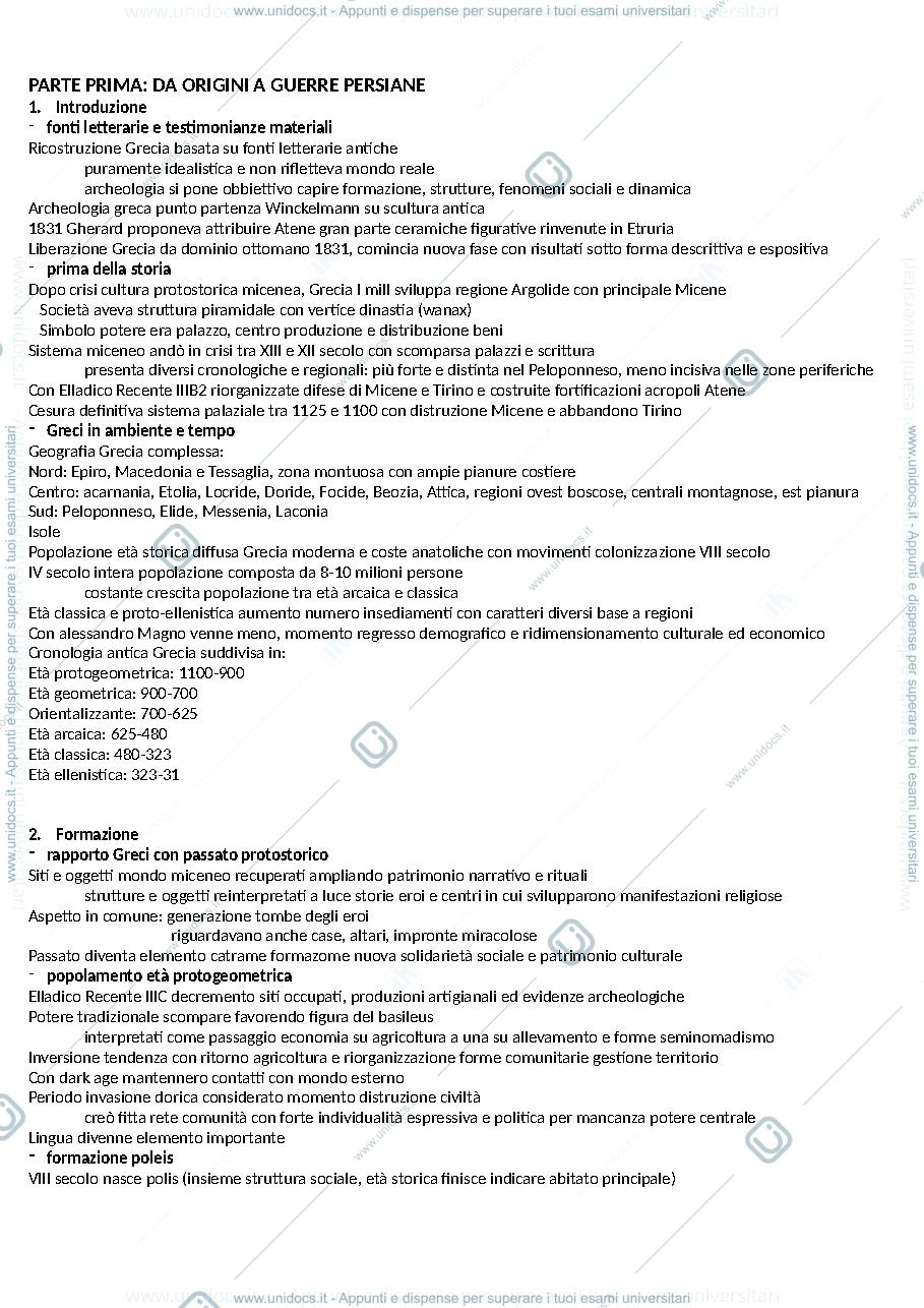 Anteprima pagina 1 — riassunti libro archeologia greca