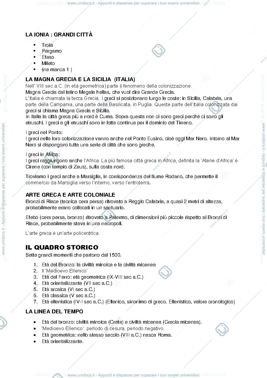 Anteprima pagina 2 — appunti delle lezioni di storia dell'arte greca