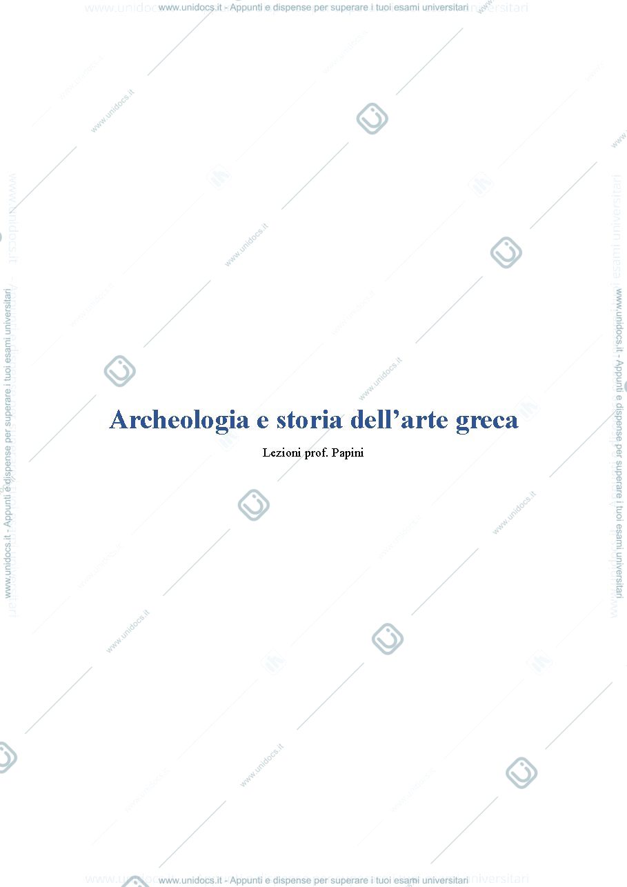 Anteprima pagina 1 — Appunti lezioni archeologia e storia dell'arte greca e romana