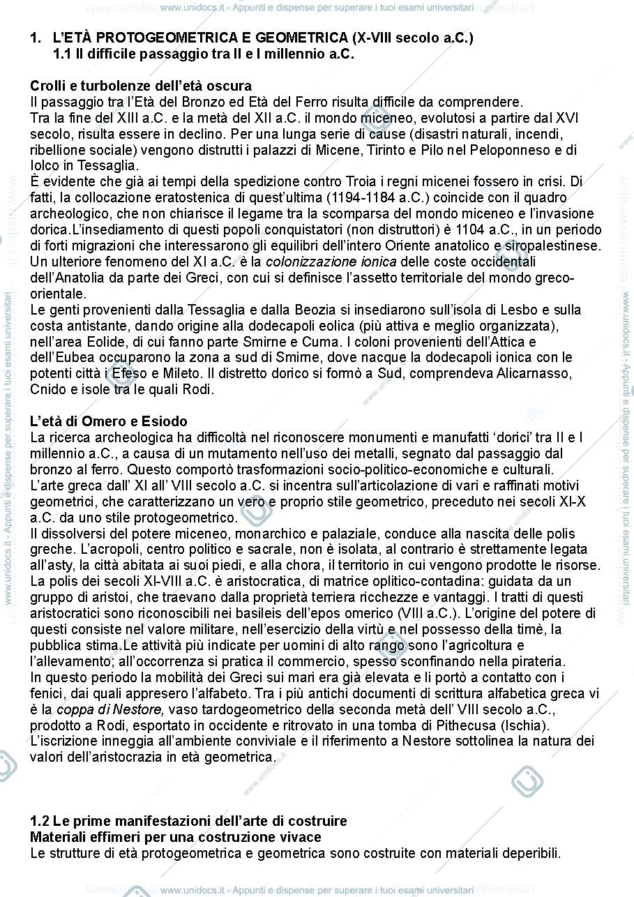 Anteprima pagina 1 — PARZIALE RIASSUNTO ARTE GRECA BEJOR