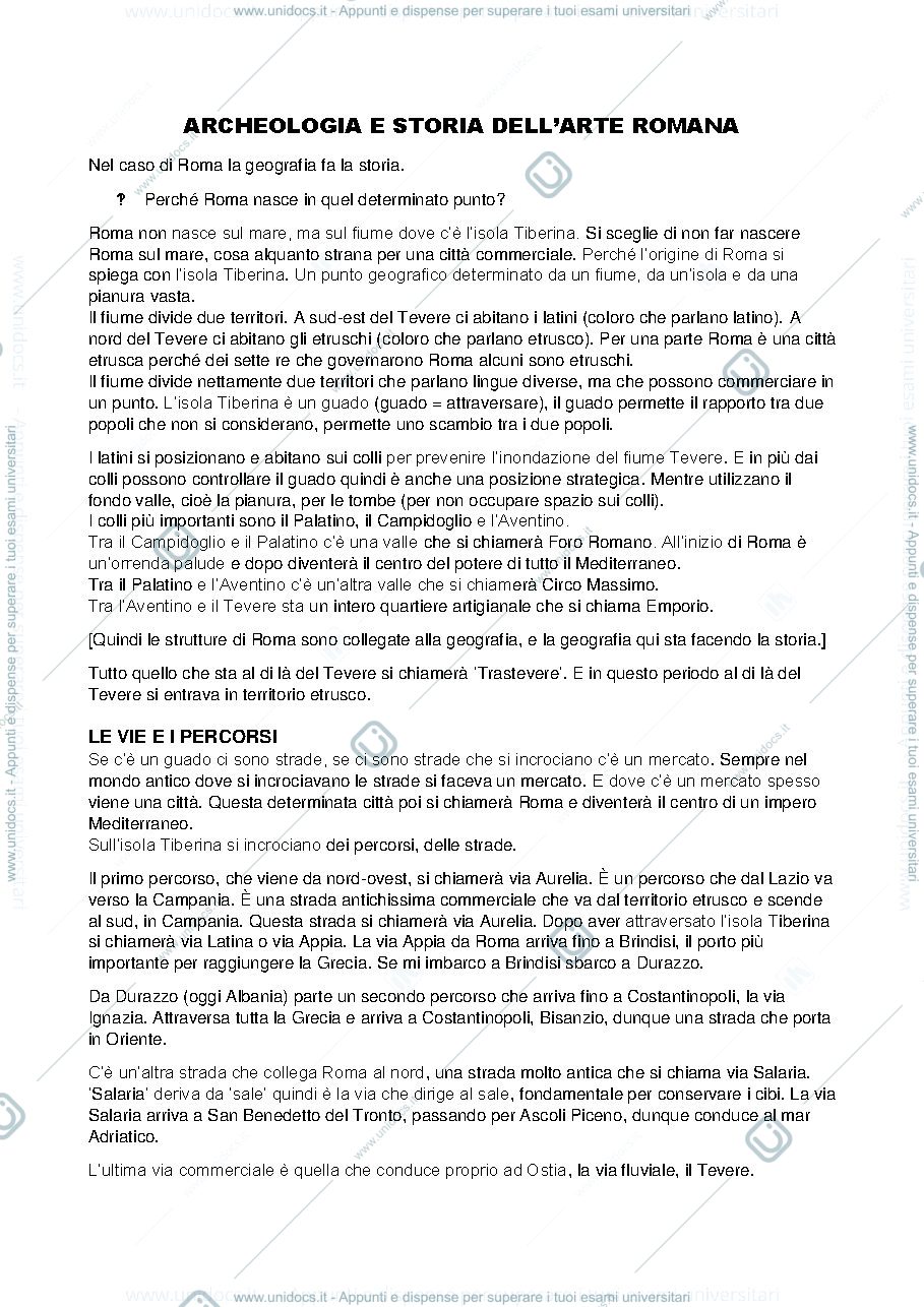 Anteprima pagina 1 — appunti delle lezioni di storia dell'arte romana