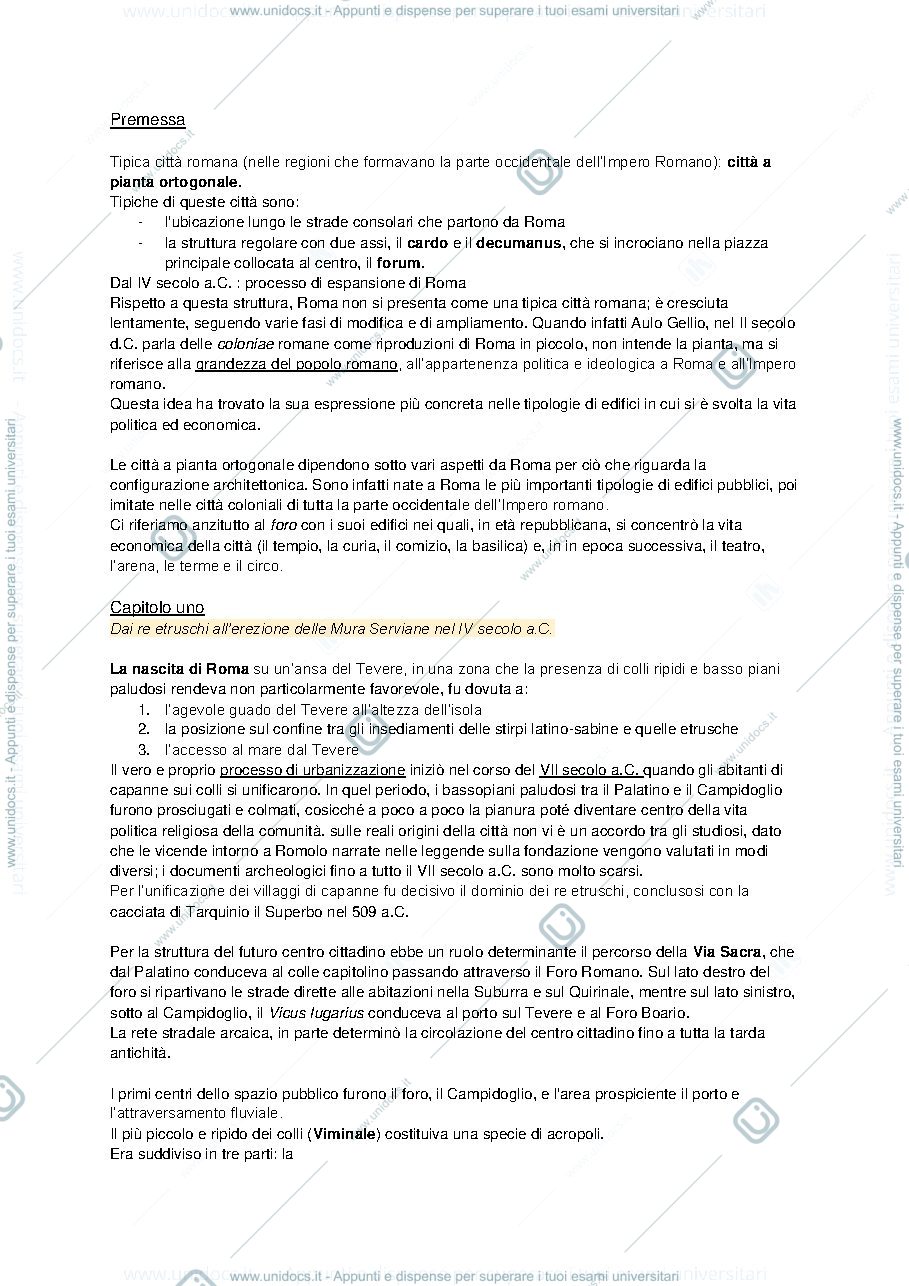 Anteprima pagina 1 — Riassunto La città romana
