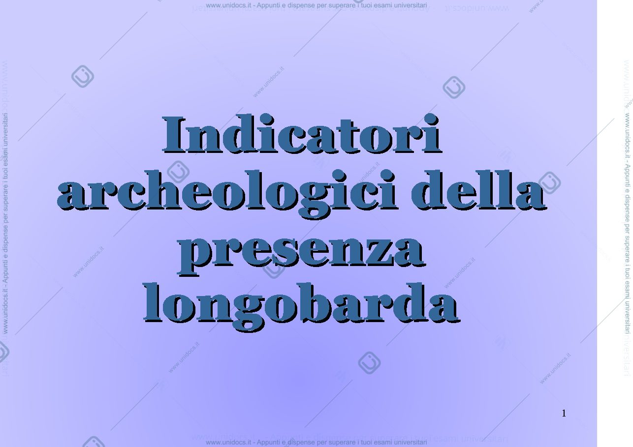 Anteprima pagina 1 — Indicatori archeologici sulla presenza dei Longobardi