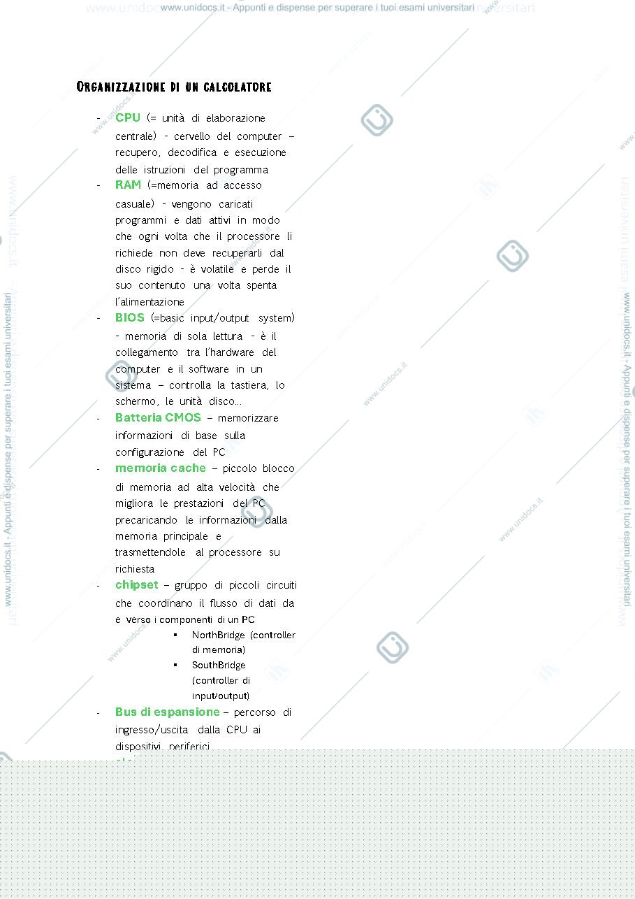 Anteprima pagina 3 — Esame universitario di ARCHITETTURE DEI CALCOLATORI