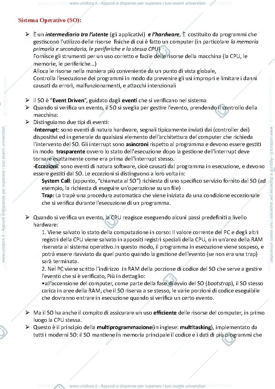 Anteprima pagina 1 — Sistemi operativi 
