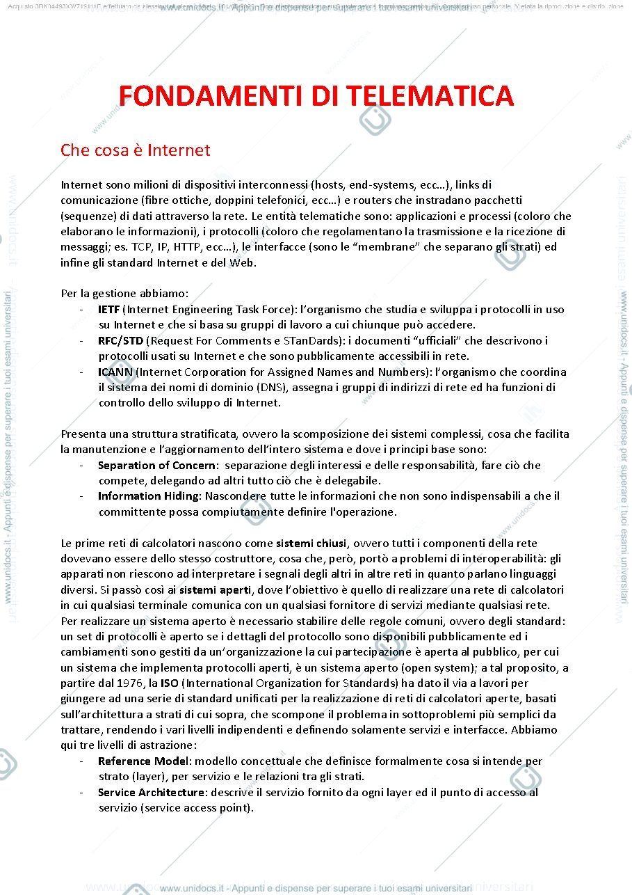 Anteprima pagina 1 — Appunti per esame Architetture ed applicazioni internet ex telematica