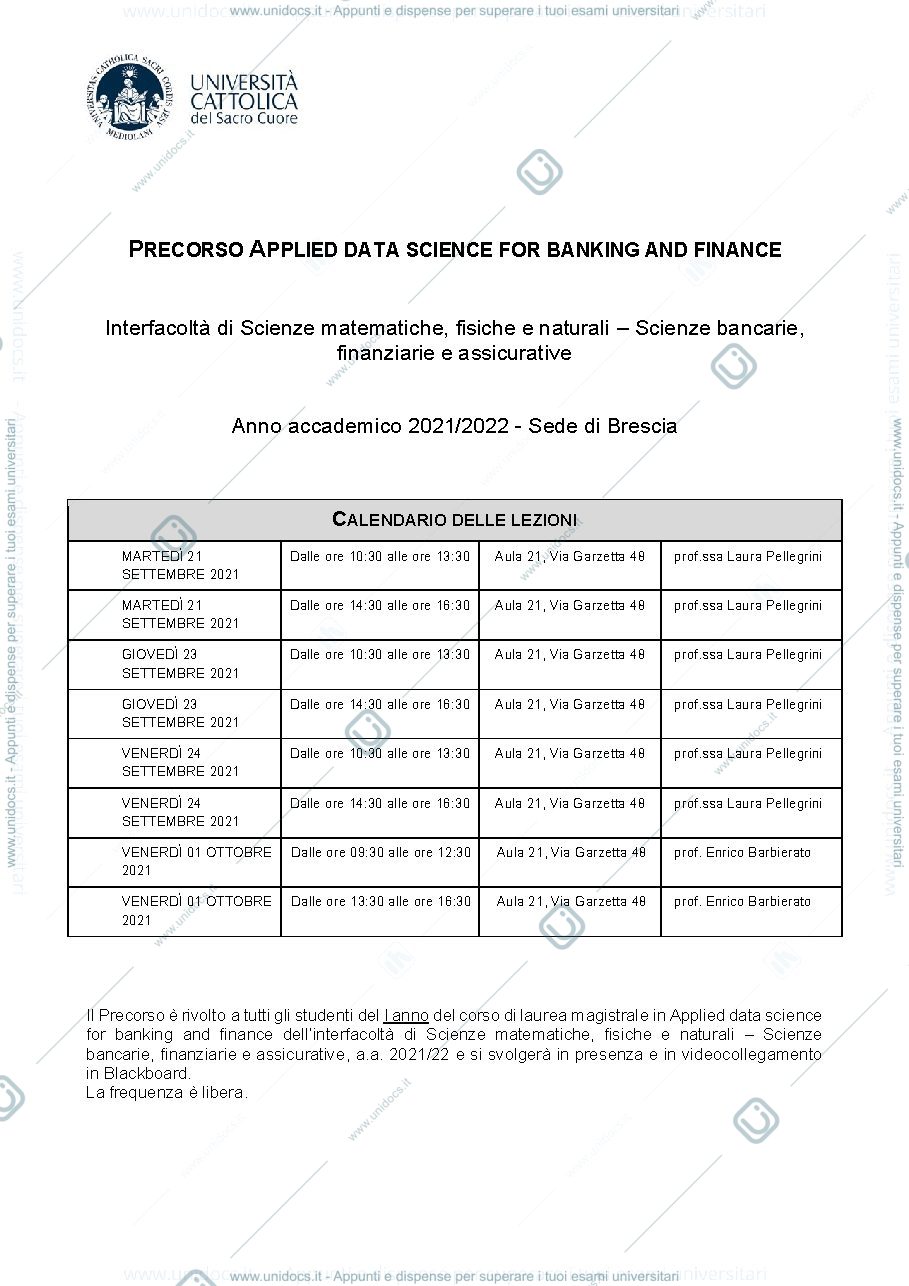 Anteprima pagina 1 — Pre corsi
