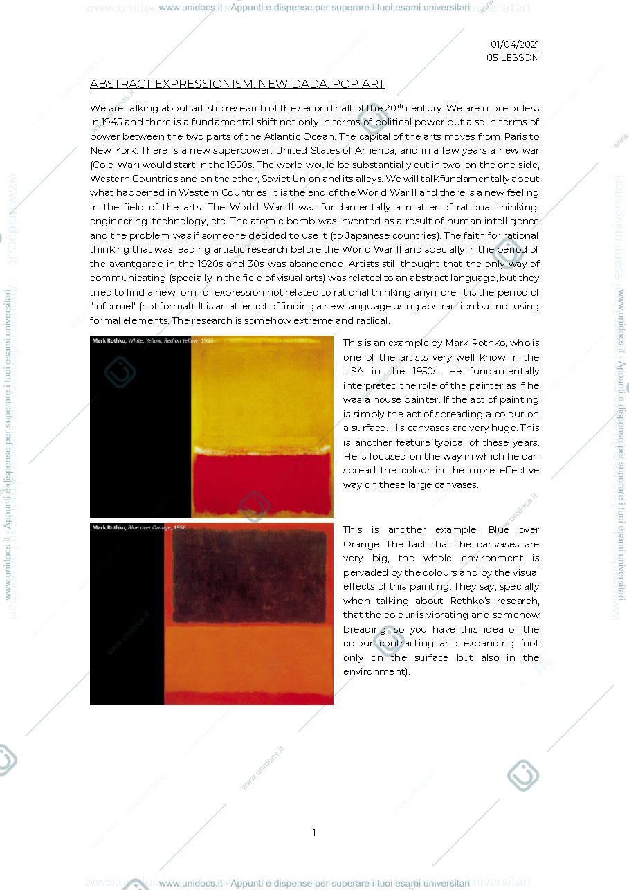 Anteprima pagina 1 — Abstract Expressionism, New Dada, Pop Art