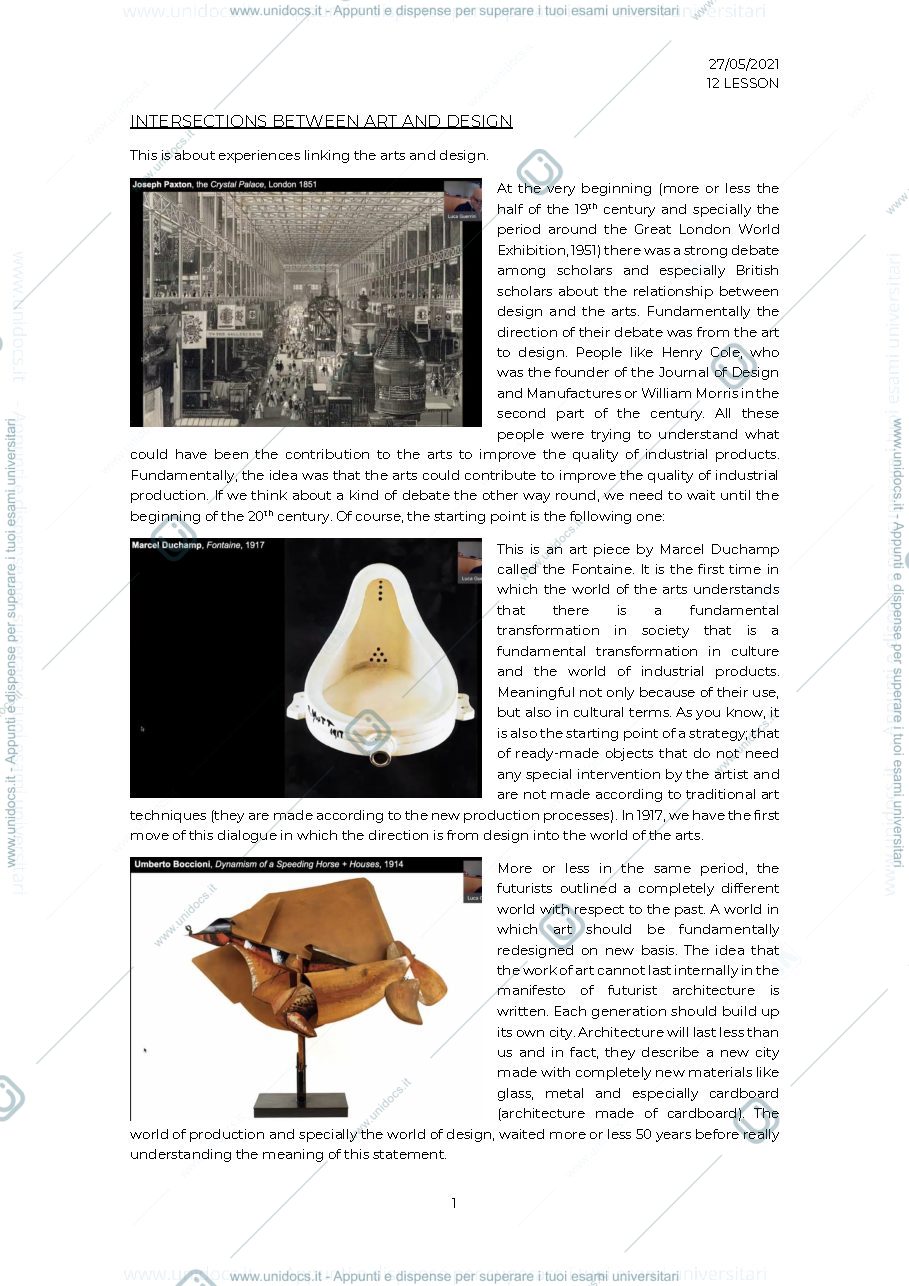 Anteprima pagina 1 — Intersections between art and design