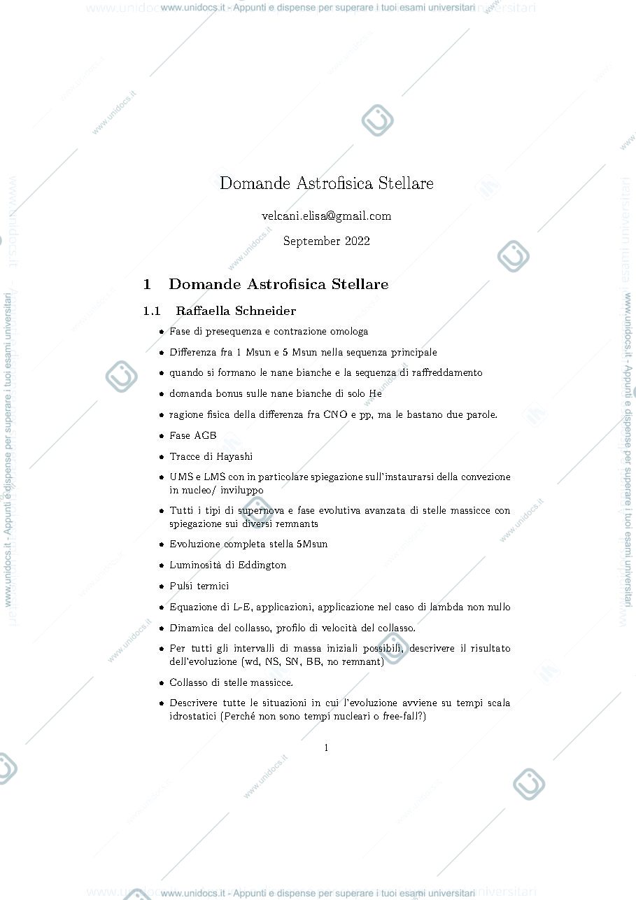 Anteprima pagina 1 — Domande d'Esame Raffaella Schneider