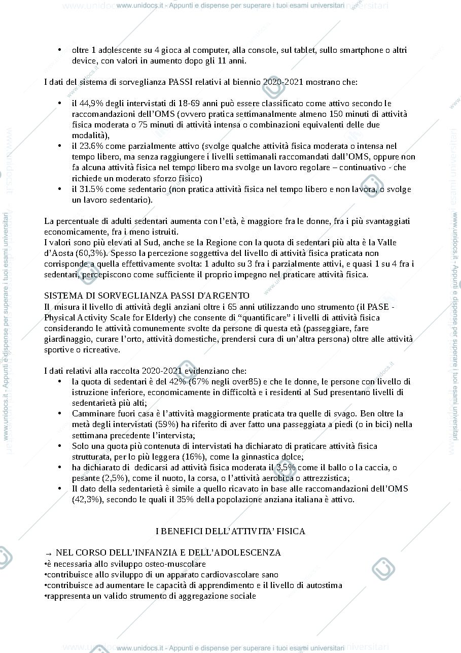 Anteprima pagina 2 — Riassunto attività motoria e nutrizione