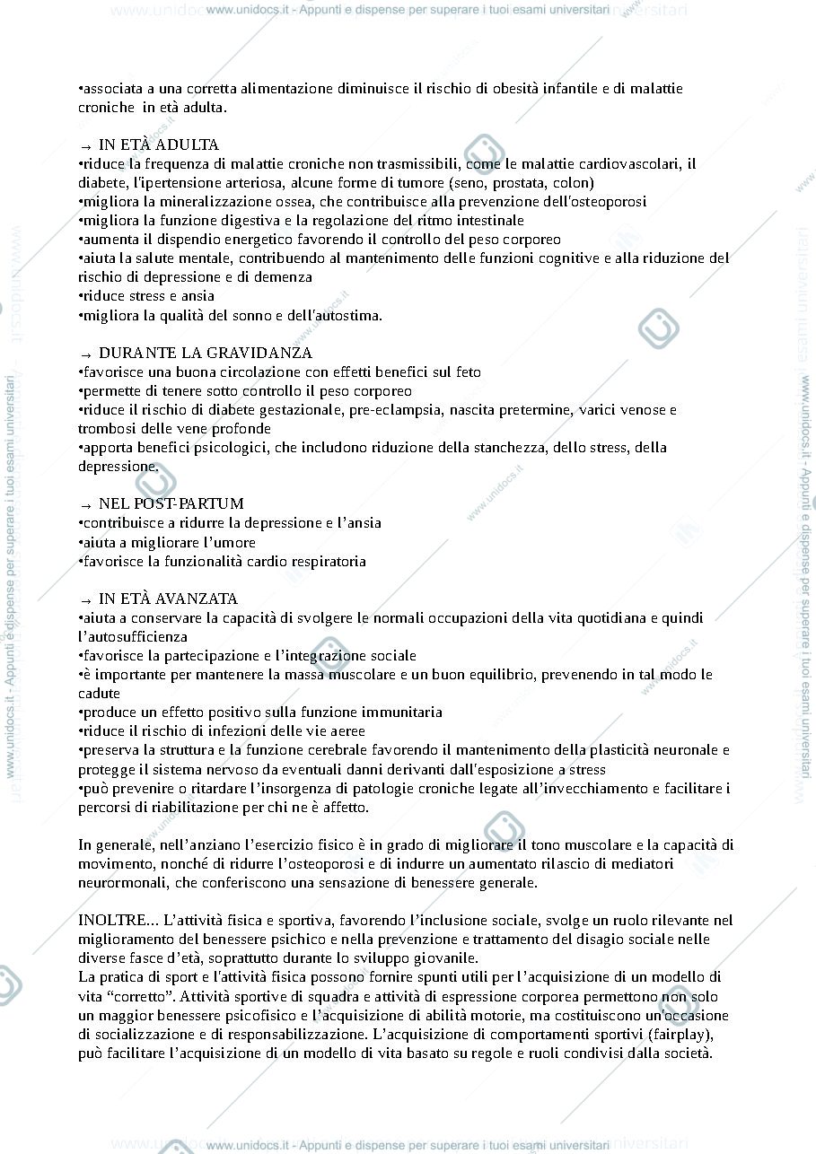 Anteprima pagina 3 — Riassunto attività motoria e nutrizione
