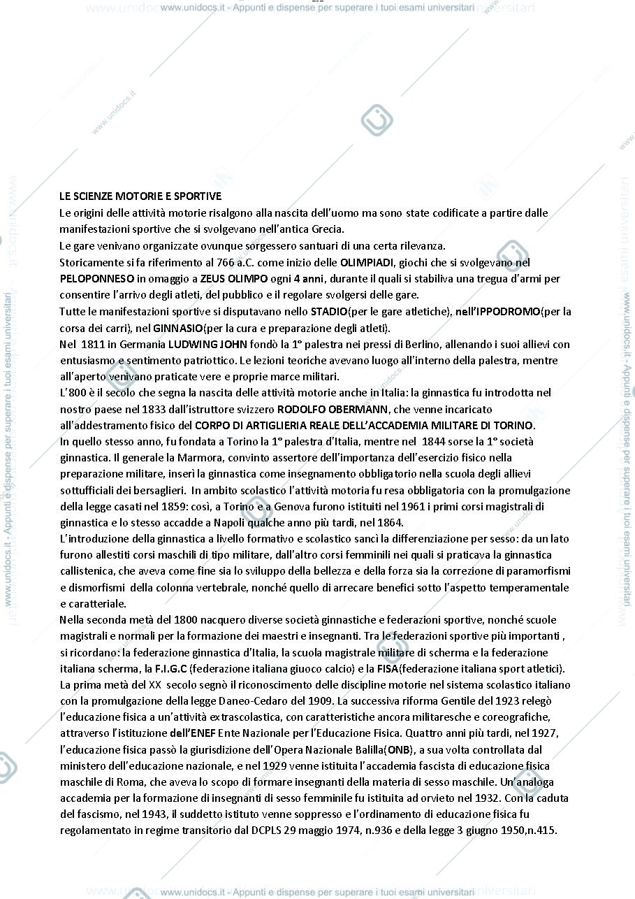 Anteprima pagina 1 — Metodologia dello sport