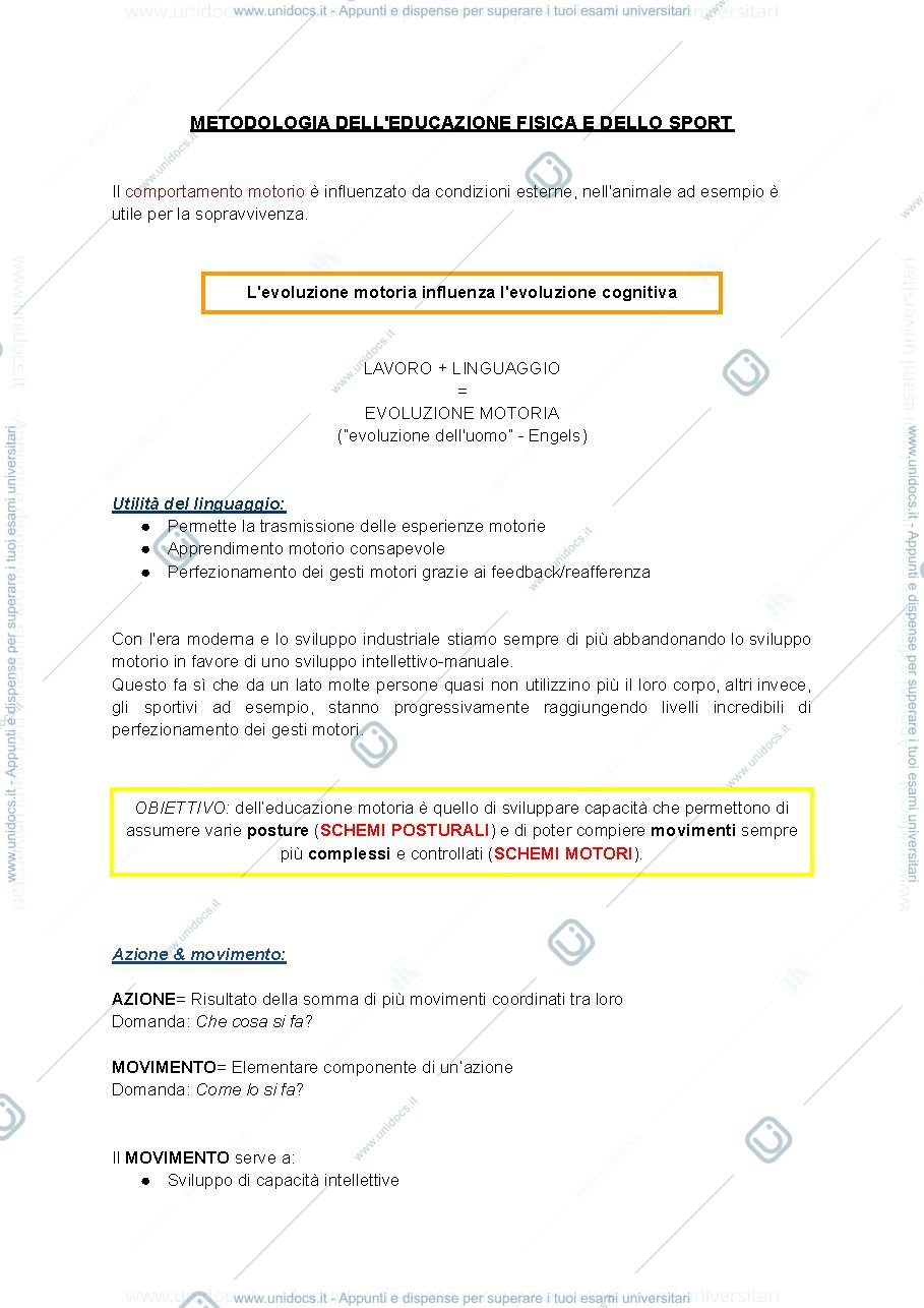 Anteprima pagina 1 — metodologia dell'allenamento 