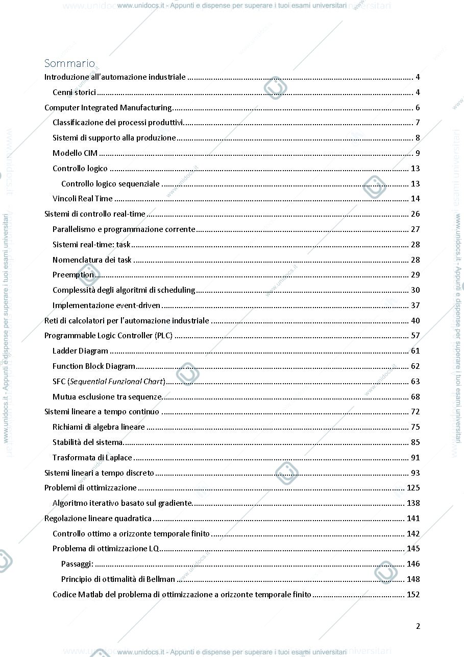 Anteprima pagina 2 — Riassunto automazione